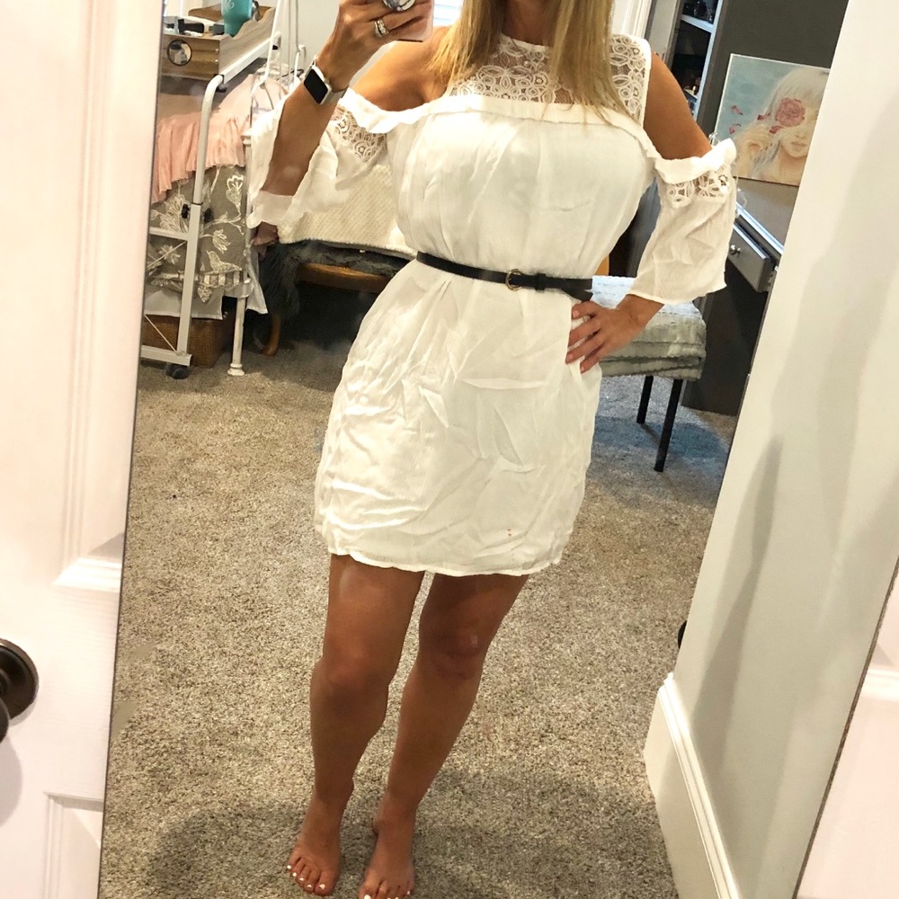 White off the shoulder dress with lining